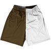Brown Dark And White Quad Color Basketball Practice Shorts Made In USA by Tribe Lacrosse