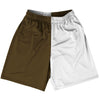 Brown Dark And White Quad Color Lacrosse Shorts Made In USA by Tribe Lacrosse