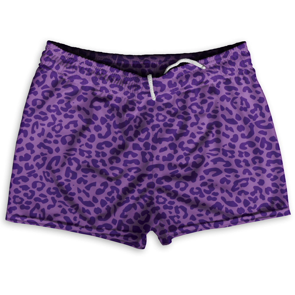 Cheetah Two Tone Light Purple Shorty Short Gym Shorts 2.5" Inseam Made In USA by Tribe Lacrosse