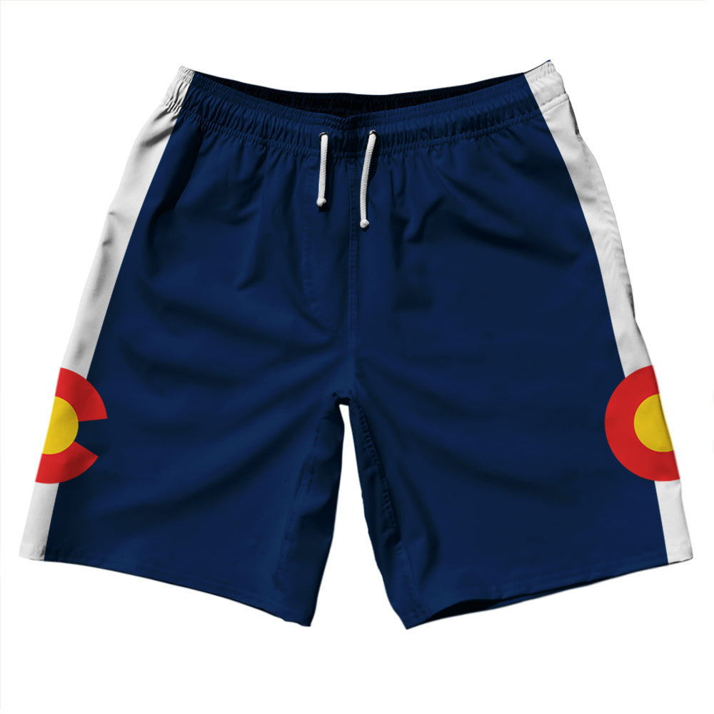 Colorado US State Flag 10" Swim Shorts Made in USA by Tribe Lacrosse