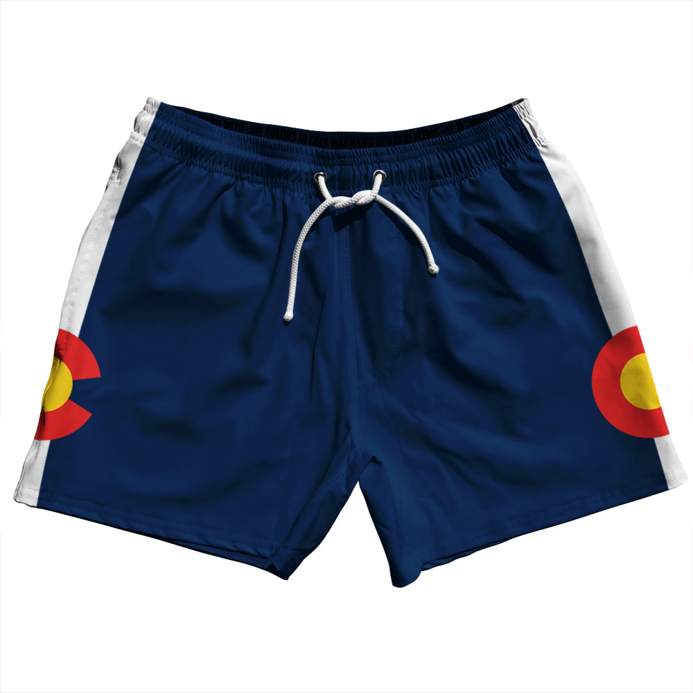 Colorado US State Flag 5" Swim Shorts Made in USA by Tribe Lacrosse