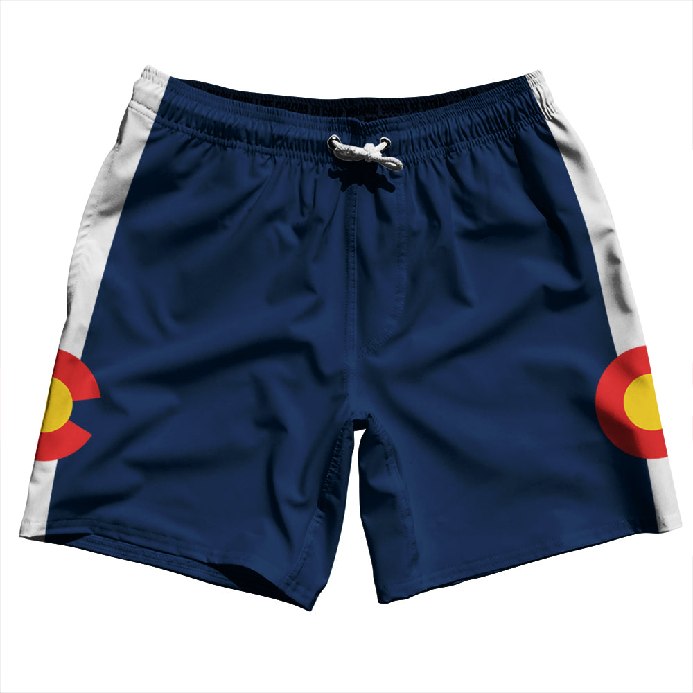 Colorado US State Flag Swim Shorts 7" Made in USA by Tribe Lacrosse