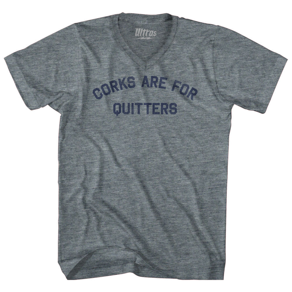 Corks Are For Quitters Tri-Blend V-neck Womens Junior Cut T-shirt by Tribe Lacrosse