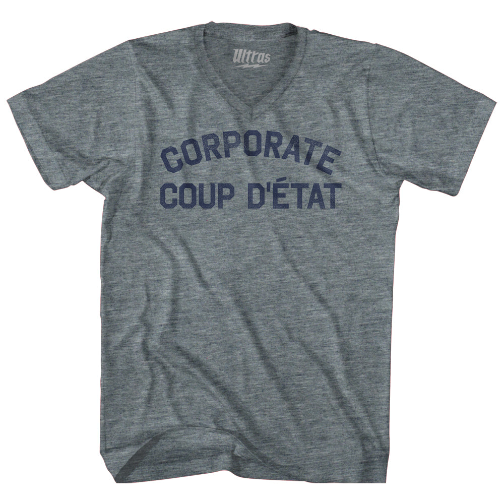 Corporate Coup D'e�tat Tri-Blend V-neck Womens Junior Cut T-shirt by Tribe Lacrosse