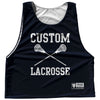 Custom Lacrosse Blue Navy Almost Black and White Reversible Lacrosse Pinnie by Tribe Lacrosse