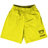 Custom Lacrosse Yellow Bright Black Art Lacrosse Shorts Made In USA by Tribe Lacrosse