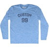 Custom Text Over Custom Number Adult Tri-Blend Long Sleeve T-shirt by Tribe Lacrosse