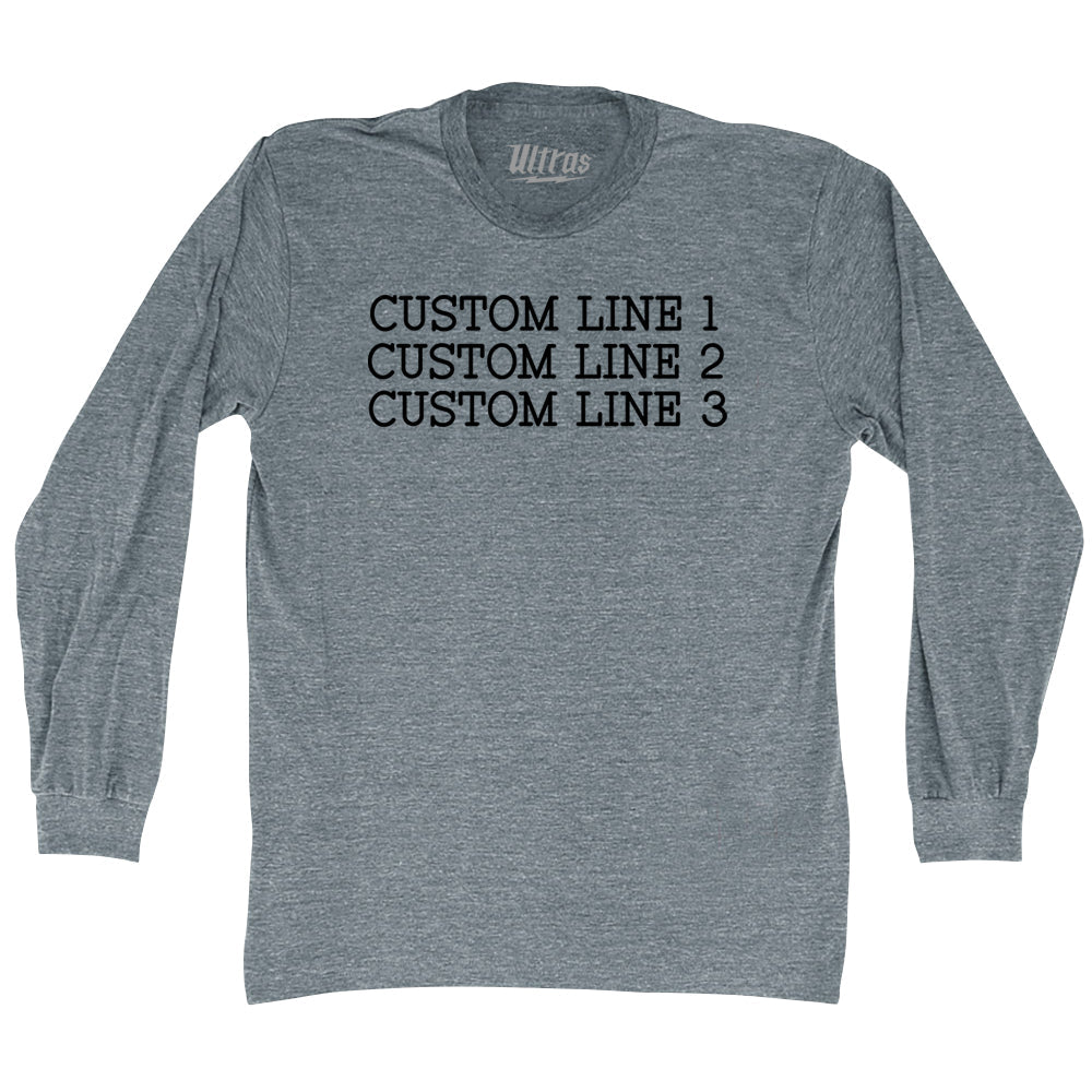 Custom Typewriter Font Adult Tri-Blend Long Sleeve T-shirt Tribe Lacrosse