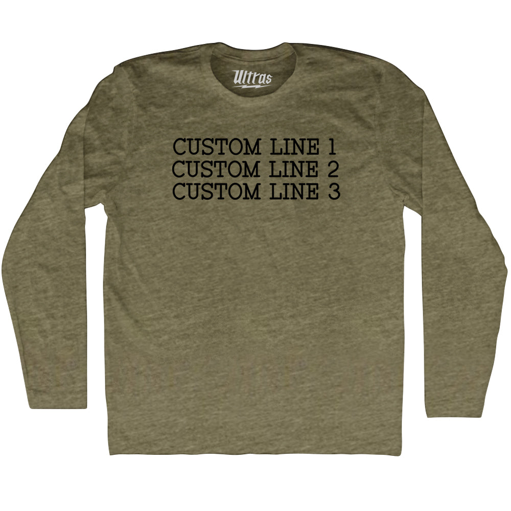 Custom Typewriter Font Adult Tri-Blend Long Sleeve T-shirt Tribe Lacrosse