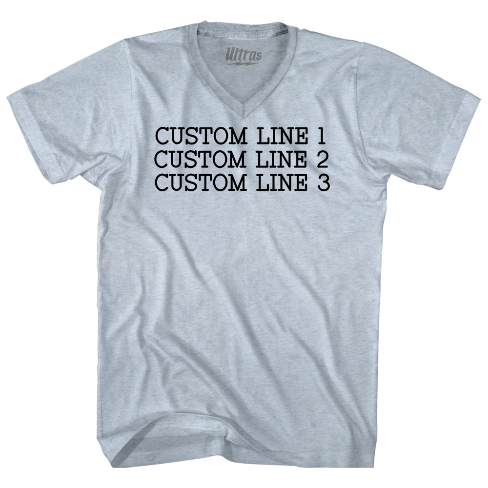 Custom Typewriter Font Adult Tri-Blend V-neck T-shirt Tribe Lacrosse