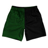 Forest Green And Black Quad Color Athletic Running Fitness Exercise Shorts 7" Inseam Shorts Made In USA by Tribe Lacrosse