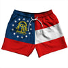 Georgia US State Flag 5" Swim Shorts Made in USA by Tribe Lacrosse