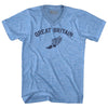 Great Britain Track Running Winged Foot Adult Tri-Blend V-neck T-shirt  by Tribe Lacrosse