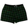 Green Forest And Black Houndstooth Shorty Short Gym Shorts 2.5" Inseam Made In USA by Tribe Lacrosse