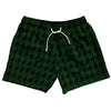 Green Forest And Black Houndstooth 5" Swim Shorts Made In USA by Tribe Lacrosse