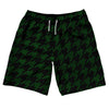 Green Forest And Black Houndstooth 10" Swim Shorts Made In USA by Tribe Lacrosse