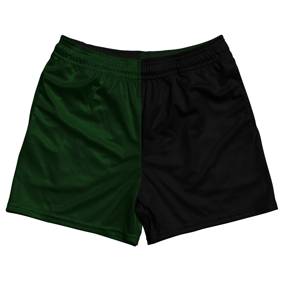 Green Forest And Black Quad Color Rugby Shorts Made In USA by Tribe Lacrosse