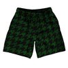 Green Forest And Black Houndstooth Athletic Running Fitness Exercise Shorts 7" Inseam Shorts Made In USA by Tribe Lacrosse