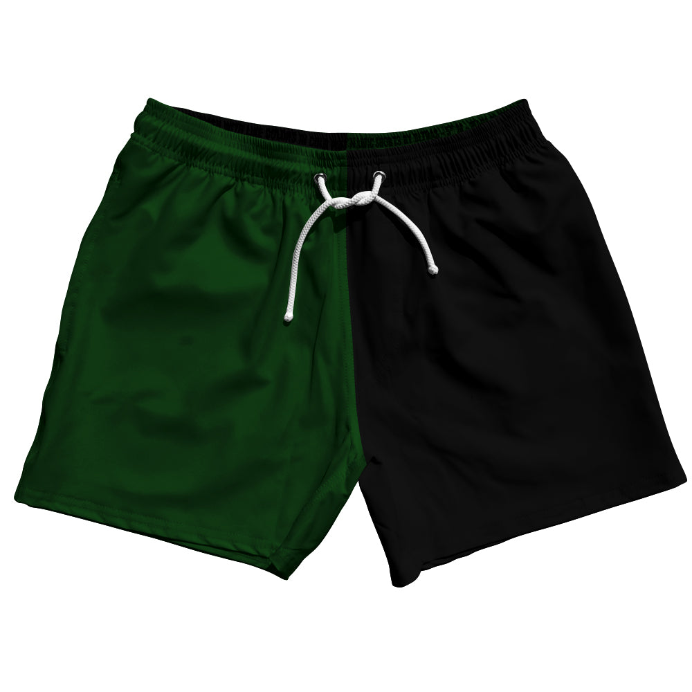 Green Forest And Black Quad Color 5" Swim Shorts Made In USA by Tribe Lacrosse