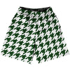 Green Forest And White Houndstooth Basketball Practice Shorts Made In USA by Tribe Lacrosse