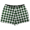 Green Forest And White Houndstooth Shorty Short Gym Shorts 2.5" Inseam Made In USA by Tribe Lacrosse