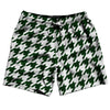 Green Forest And White Houndstooth Swim Shorts 7" Made In USA by Tribe Lacrosse