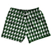 Green Forest And White Houndstooth 5" Swim Shorts Made In USA by Tribe Lacrosse