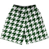 Green Forest And White Houndstooth Lacrosse Shorts Made In USA by Tribe Lacrosse