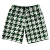 Green Forest And White Houndstooth 10" Swim Shorts Made In USA by Tribe Lacrosse