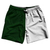 Green Forest And White Quad Color Swim Shorts 7" Made In USA by Tribe Lacrosse