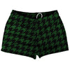 Green Hunter And Black Houndstooth Shorty Short Gym Shorts 2.5" Inseam Made In USA by Tribe Lacrosse