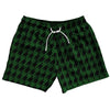 Green Hunter And Black Houndstooth 5" Swim Shorts Made In USA by Tribe Lacrosse