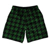 Green Hunter And Black Houndstooth Athletic Running Fitness Exercise Shorts 7" Inseam Shorts Made In USA by Tribe Lacrosse