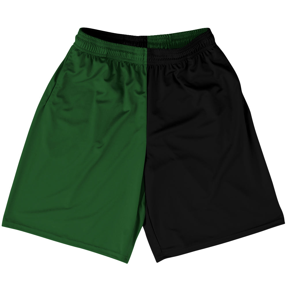 Green Hunter And Black Quad Color Lacrosse Shorts Made In USA by Tribe Lacrosse