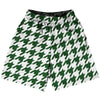Green Hunter And White Houndstooth Basketball Practice Shorts Made In USA by Tribe Lacrosse