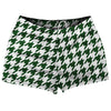 Green Hunter And White Houndstooth Shorty Short Gym Shorts 2.5" Inseam Made In USA by Tribe Lacrosse