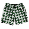 Green Hunter And White Houndstooth Swim Shorts 7" Made In USA by Tribe Lacrosse