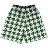 Green Hunter And White Houndstooth Lacrosse Shorts Made In USA by Tribe Lacrosse