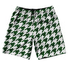 Green Hunter And White Houndstooth 10" Swim Shorts Made In USA by Tribe Lacrosse