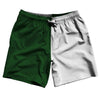 Green Hunter And White Quad Color Swim Shorts 7" Made In USA by Tribe Lacrosse
