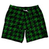 Green Kelly And Black Houndstooth Swim Shorts 7" Made In USA by Tribe Lacrosse