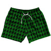 Green Kelly And Black Houndstooth 5" Swim Shorts Made In USA by Tribe Lacrosse