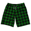 Green Kelly And Black Houndstooth 10" Swim Shorts Made In USA by Tribe Lacrosse