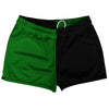 Green Kelly And Black Quad Color Shorty Short Gym Shorts 2.5" Inseam Made In USA by Tribe Lacrosse