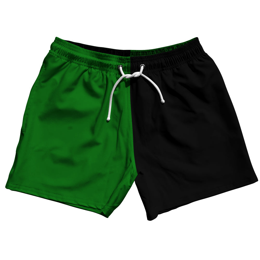 Green Kelly And Black Quad Color 5" Swim Shorts Made In USA by Tribe Lacrosse