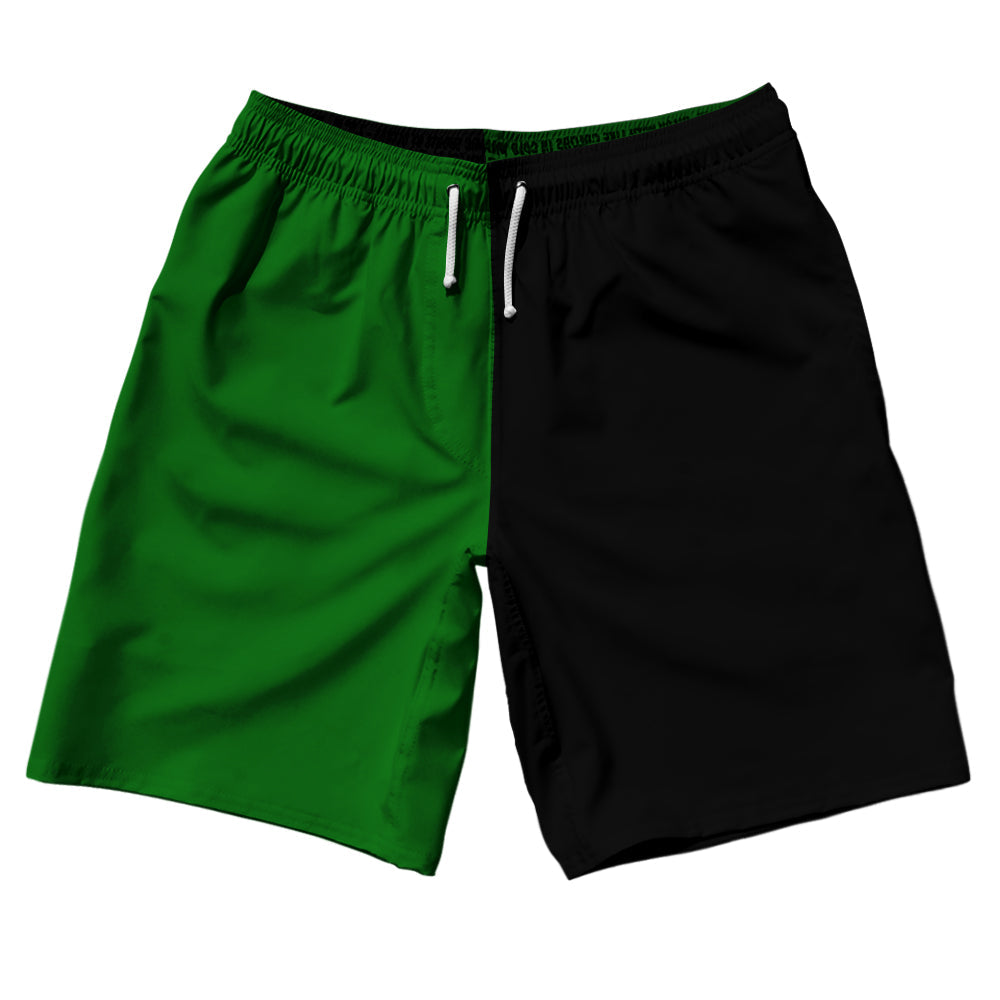 Green Kelly And Black Quad Color 10" Swim Shorts Made In USA by Tribe Lacrosse