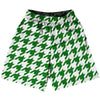 Green Kelly And White Houndstooth Basketball Practice Shorts Made In USA by Tribe Lacrosse