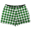Green Kelly And White Houndstooth Shorty Short Gym Shorts 2.5" Inseam Made In USA by Tribe Lacrosse