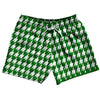 Green Kelly And White Houndstooth 5" Swim Shorts Made In USA by Tribe Lacrosse