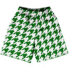 Green Kelly And White Houndstooth Lacrosse Shorts Made In USA by Tribe Lacrosse